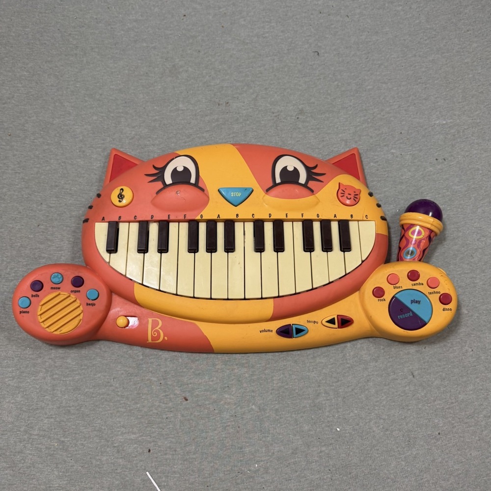 Rare B. Toys Meowsic Interactive Cat Piano Keyboard Microphone Record Play WORKS
